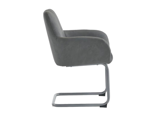 Lot de 4 Chaises cantilever recouvertes de similicuir - avec pieds en métal - Gris