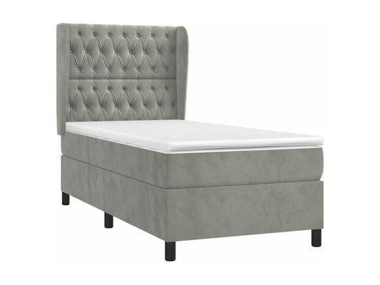 Sommier à Vertchez de lit et matelas Gris clair 100x200 Velours