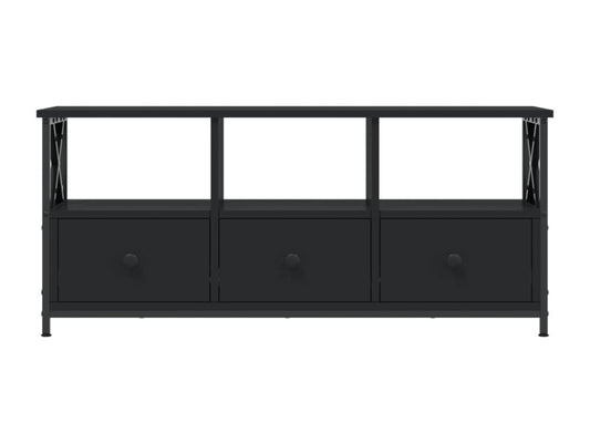 Meuble TV noir 102x33x45 cm bois d'ingénierie et fer