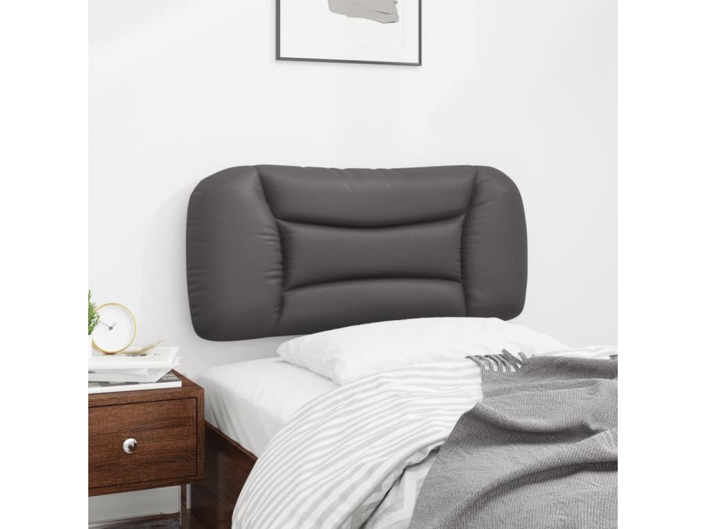Coussin de tête de lit gris 90 cm similicuir