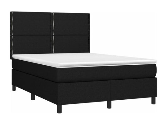 Sommier à Vertchez de lit avec matelas Noir 140x190 Tissu