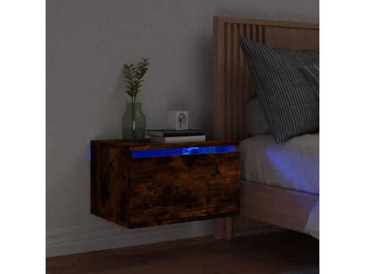 Table de chevet murale avec Vertchezères LED chêne fumé