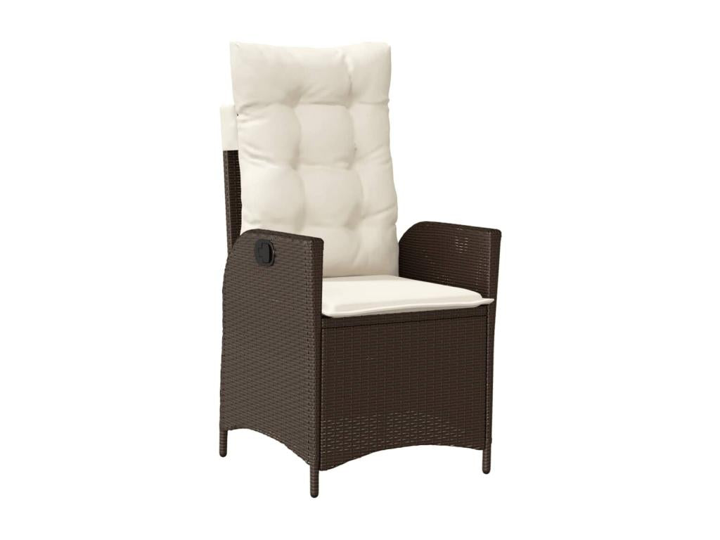 Ensemble à manger de jardin et coussins 7 pièces marron rotin