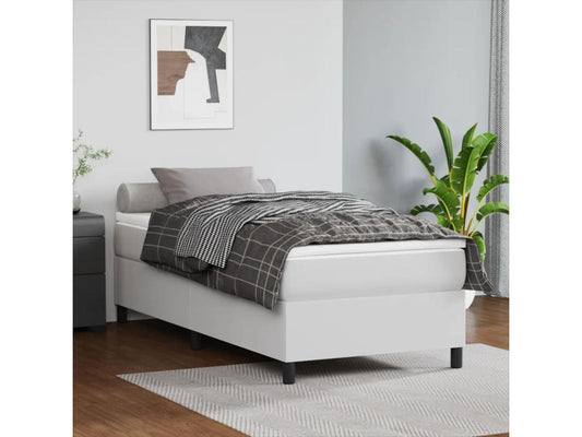 Lit à sommier tapissier avec matelas Blanc 90x200 cm Similicuir