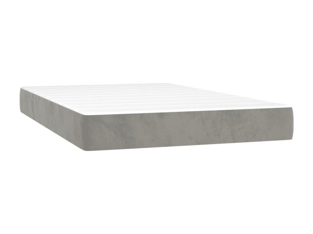 Lit à sommier tapissier et matelas Gris clair 120x200cm Velours