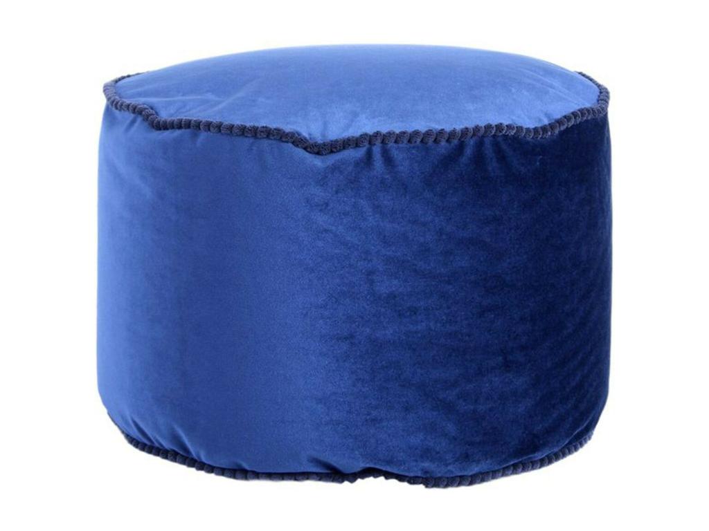 Pouf Rond en Velours Vertchez Mahal 47cm Bleu