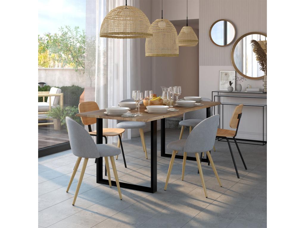 Lot de 2 chaises en bois plaqué frêne et pieds en métal - Sweat à capuche