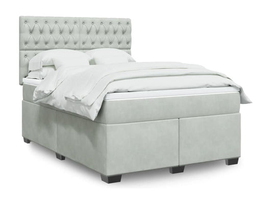 Sommier à Vertchez de lit et matelas Gris clair 140x200cm Velours