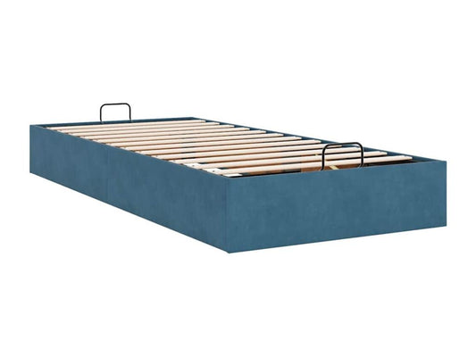 Cadre de lit ottoman sans matelas bleu foncé 90x200 cm velours