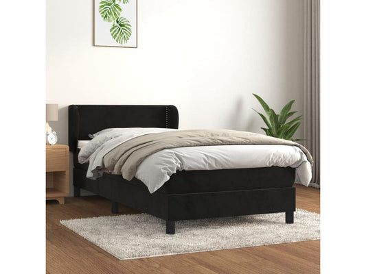 Lit à sommier tapissier avec matelas Noir 90x200 cm Velours