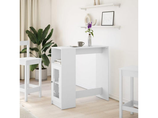 Table de bar avec étagères blanc bois d'ingénierie