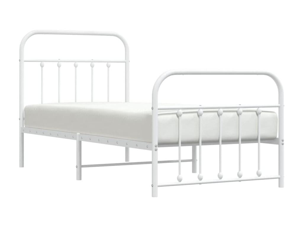 Cadre de lit métal avec tête de lit-pied de lit blanc 90x200