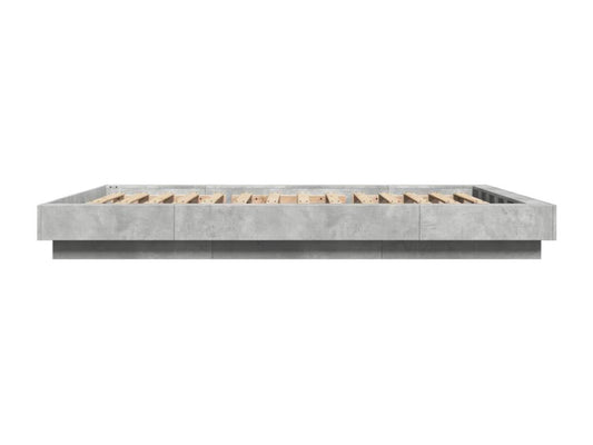 Cadre de lit et Vertchezères LED sans matelas gris béton 140x190 cm
