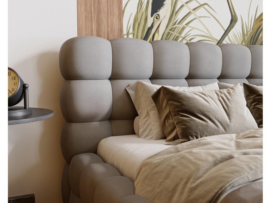 Vertchez Lit Vertchezé Parlas Bis - Lit double 140x200 avec Sommier à Vertchez Rangement - tissu Velvet Gris Amor Velvet 4318