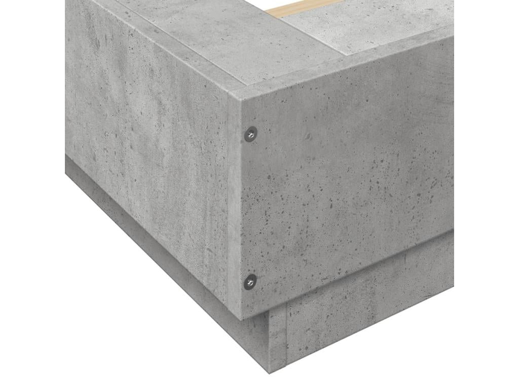 Cadre de lit et Vertchezères LED sans matelas gris béton 140x190 cm