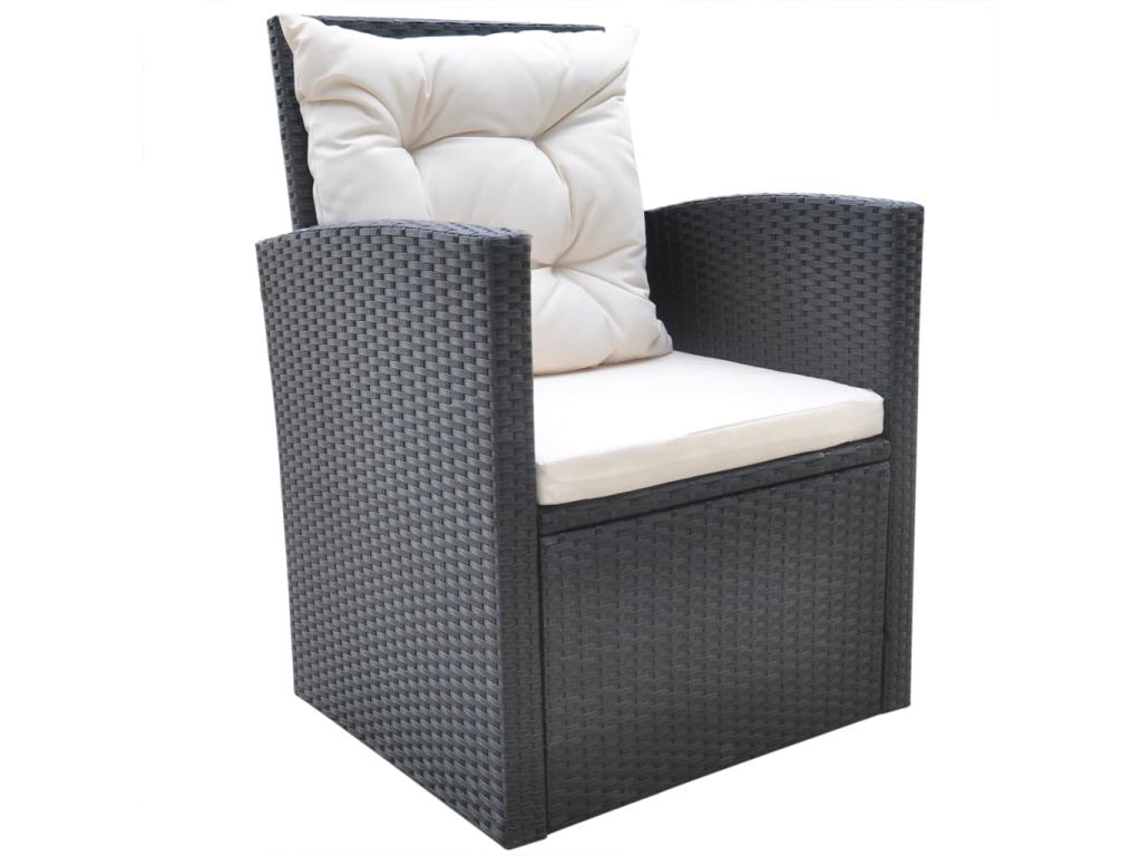 Mobilier à d?ner de jardin 6 pièces et coussins Résine tressée Noir