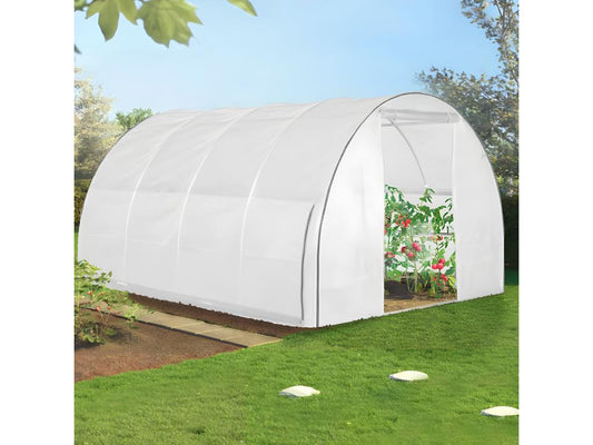 Serre tunnel de jardin 12M2 blanc relevable avec moustiquaire PASTI