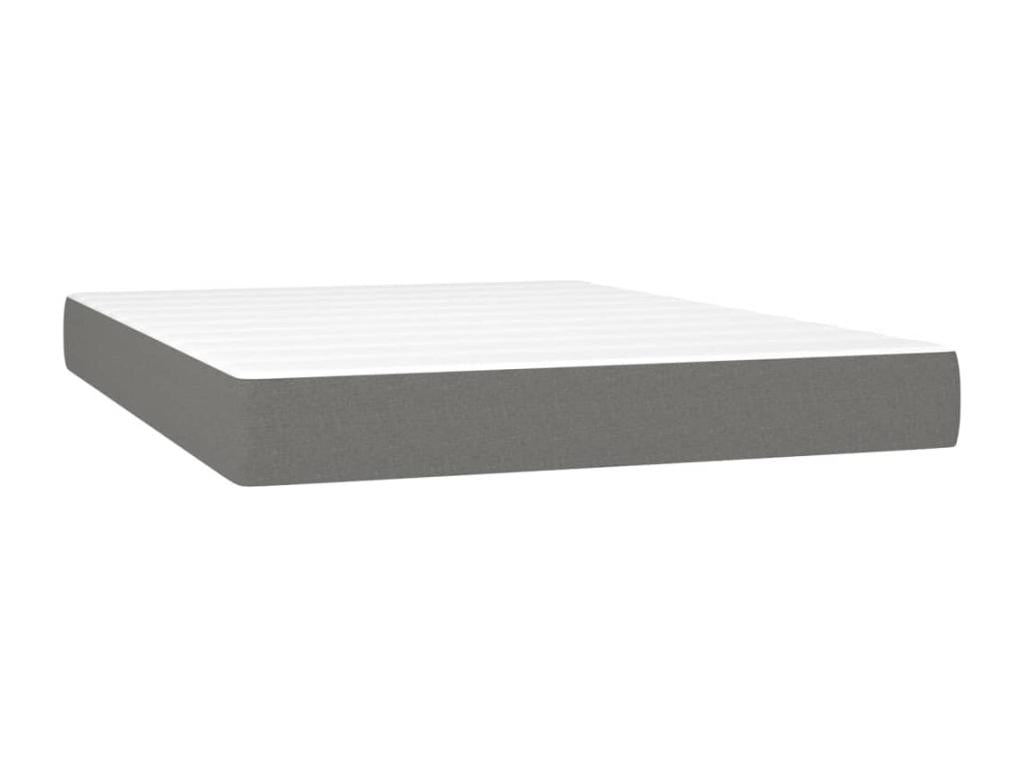 Sommier tapissier et matelas et LED Gris foncé 140x200 cm Tissu