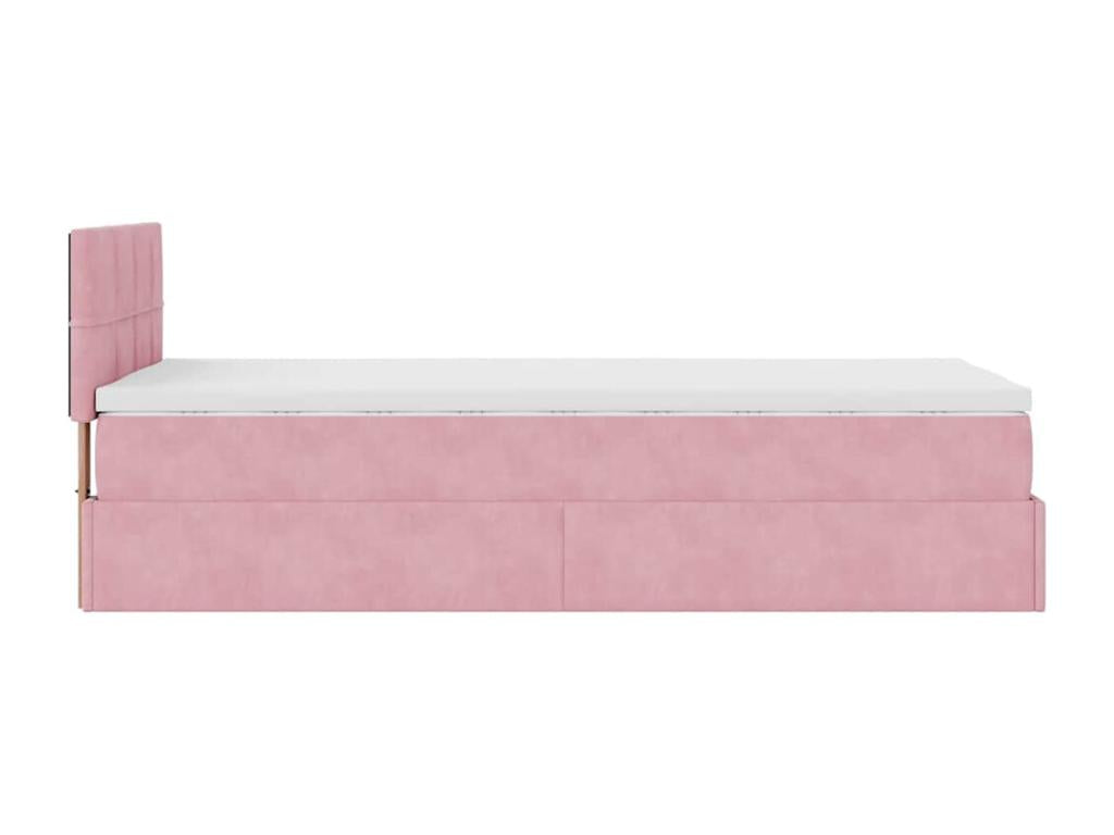Cadre de lit ottoman avec matelas rose 100x200 cm velours