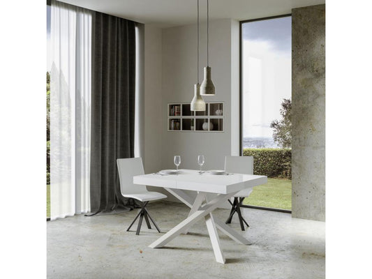 Table extensible 90x130/390 cm Volantis Frêne Blanc cadre blanc