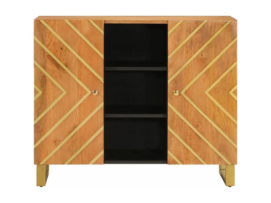 Armoire latérale marron et noir 90x33,5x75 cm bois de manguier