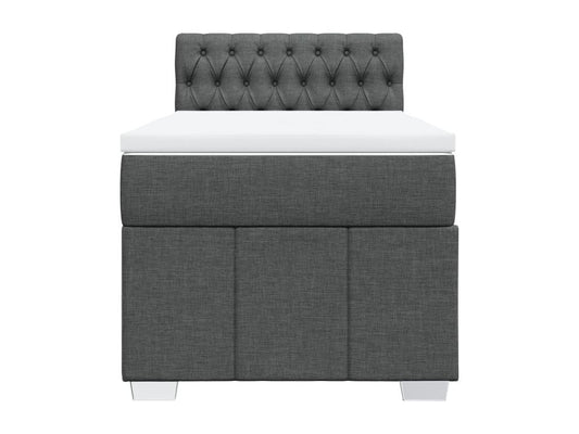 Sommier à Vertchez de lit et matelas Gris foncé 90x190 cm Tissu