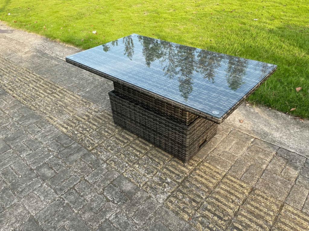 Mobilier de jardin extérieur en rotin ave Canapé Table à manger réglable en hauteur 2 Table d'appoint 2 Tabourets