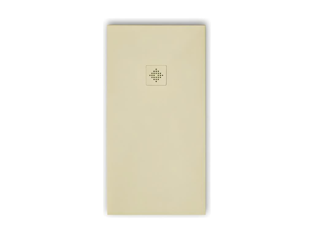 Receveur de douche 70x140 cm extra plat PURE en résine surface ardoisée beige Grille beige