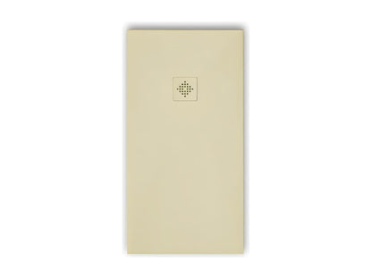 Receveur de douche 70x140 cm extra plat PURE en résine surface ardoisée beige Grille beige