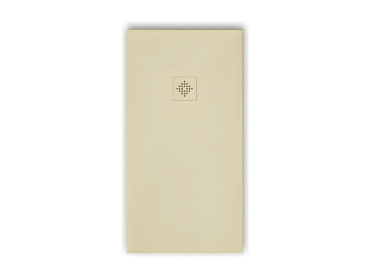 Receveur de douche 70x140 cm extra plat PURE en résine surface ardoisée beige Grille beige