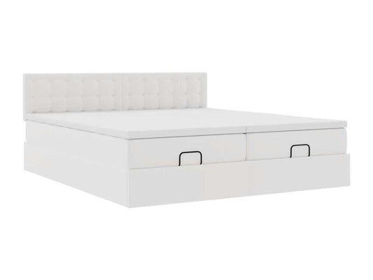 Cadre de lit ottoman avec matelas blanc 180x200 cm similicuir