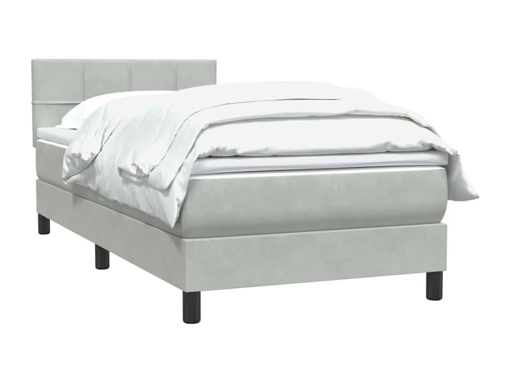 Sommier à Meublita de lit et matelas gris clair 80x210 cm velours