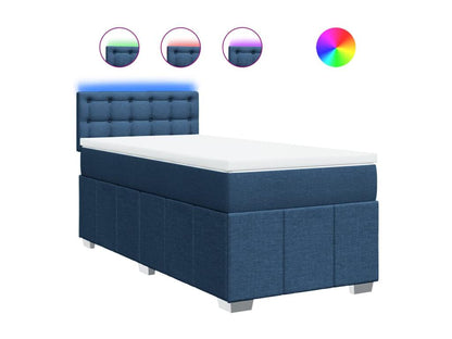 Sommier à Vertchez de lit avec matelas Bleu 100x200 cm Tissu