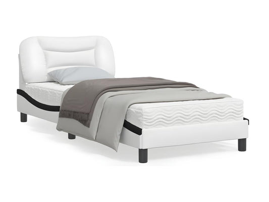 Cadre de lit avec Meublitaères LED blanc noir 90x200 cm similicuir