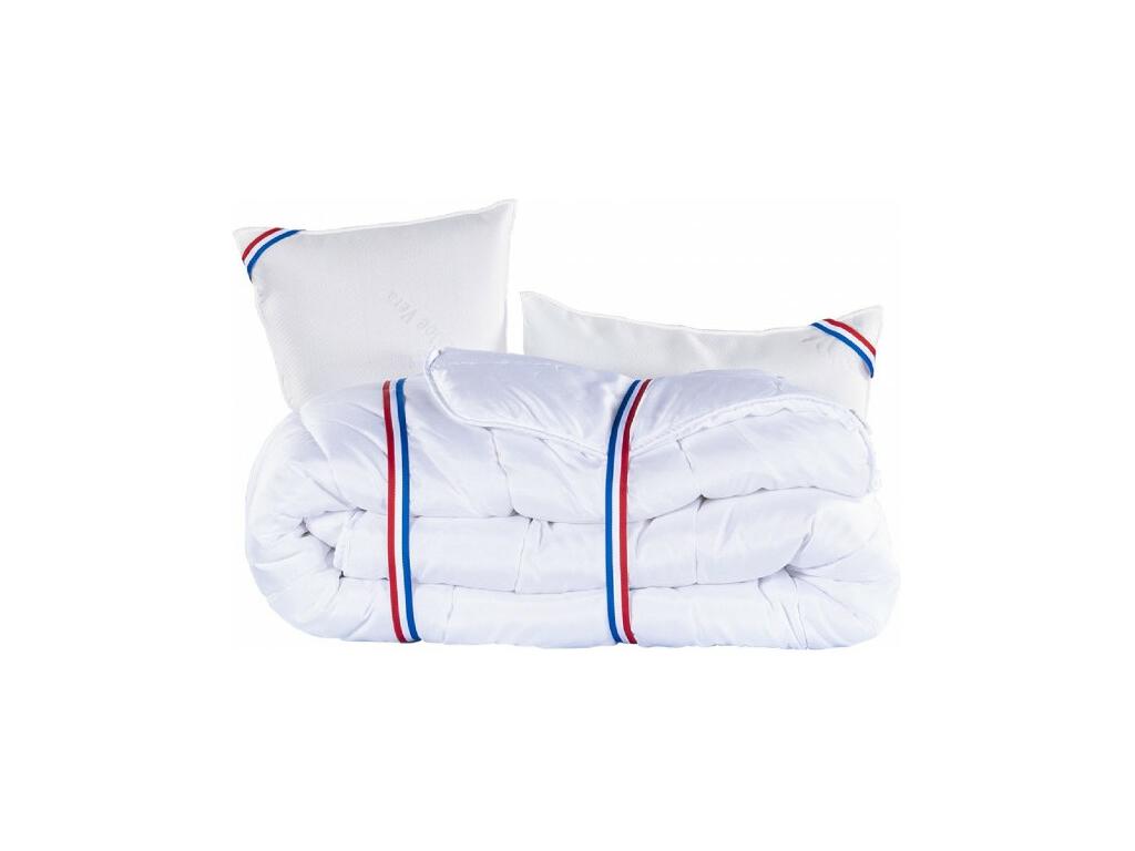 Ensemble Matelas Patriote Mousse 27cm ferme face été/hiver sommier beige ep20cm oreiller couette Tête de Lit 140x190cm