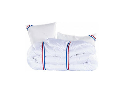 Ensemble Matelas Patriote Mousse 27cm ferme face été/hiver sommier beige ep20cm oreiller couette Tête de Lit 140x190cm