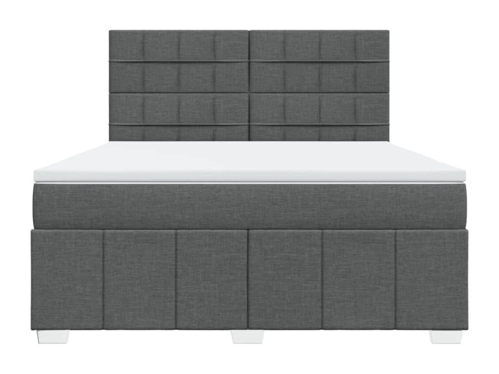 Sommier à Vertchez de lit avec matelas Gris foncé 180x200cm Tissu