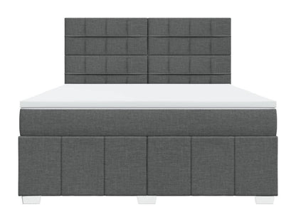 Sommier à Vertchez de lit avec matelas Gris foncé 180x200cm Tissu