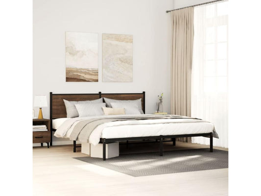 Cadre de lit en métal sans matelas chêne marron 180x200 cm