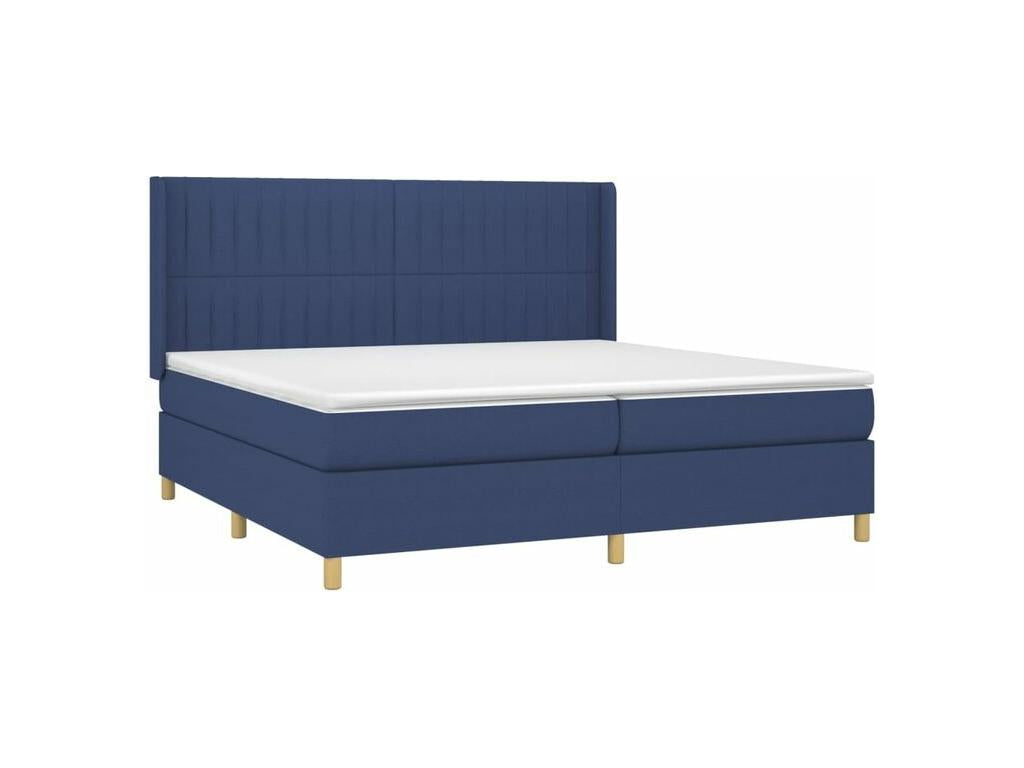 Sommier à Meublita de lit avec matelas Bleu 200x200 Tissu