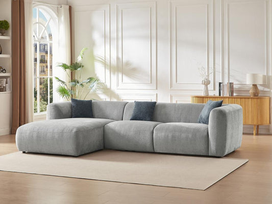 Canapé d'angle gauche en tissu gris Meublita