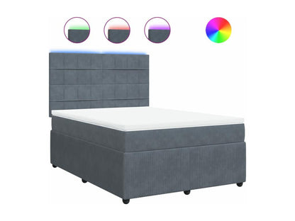 Sommier à Vertchez de lit et matelas Gris foncé 140x200cm Velours