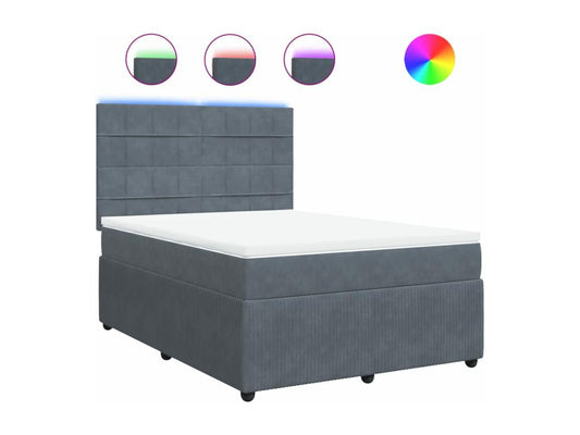 Sommier à Vertchez de lit et matelas Gris foncé 140x200cm Velours