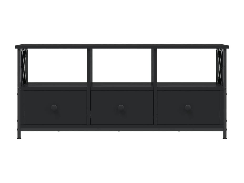 Meuble TV noir 102x33x45 cm bois d'ingénierie et fer
