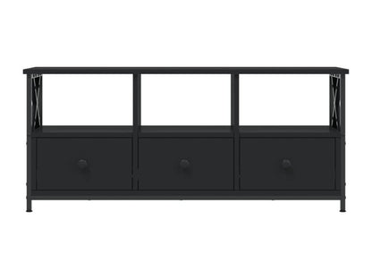 Meuble TV noir 102x33x45 cm bois d'ingénierie et fer