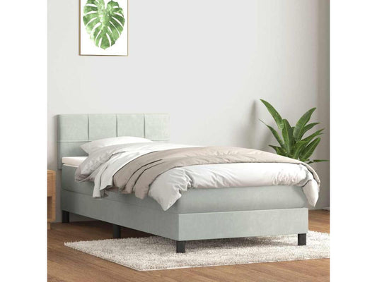 Sommier à Meublita de lit et matelas gris clair 80x210 cm velours