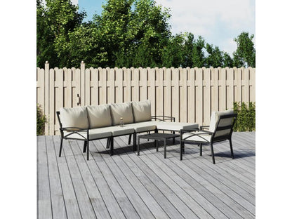 Salon de jardin 7 pcs avec coussins sable acier
