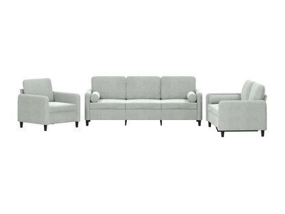 Ensemble de canapés 3 pcs avec coussins gris clair velours