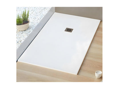 Receveur de douche 70x170 cm extra plat Vertchez surface ardoisée rectangulaire blanc