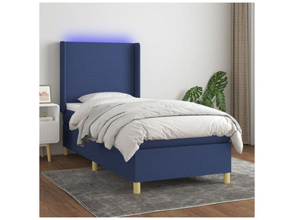 Sommier à Vertchez de lit matelas et LED Bleu 100x200 Tissu